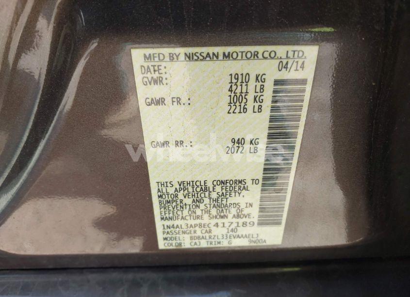 Photo 9 of 2014 Nissan Altima 2.5 S (VIN 1N4AL3AP8EC417189)