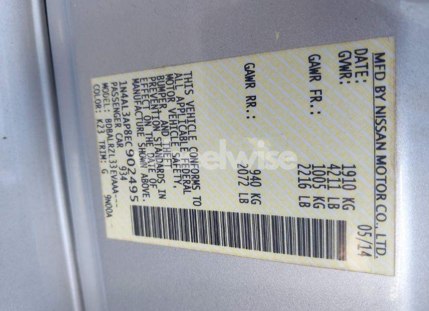 Photo 9 of 2014 Nissan Altima 2.5 S (VIN 1N4AL3AP8EC902495)