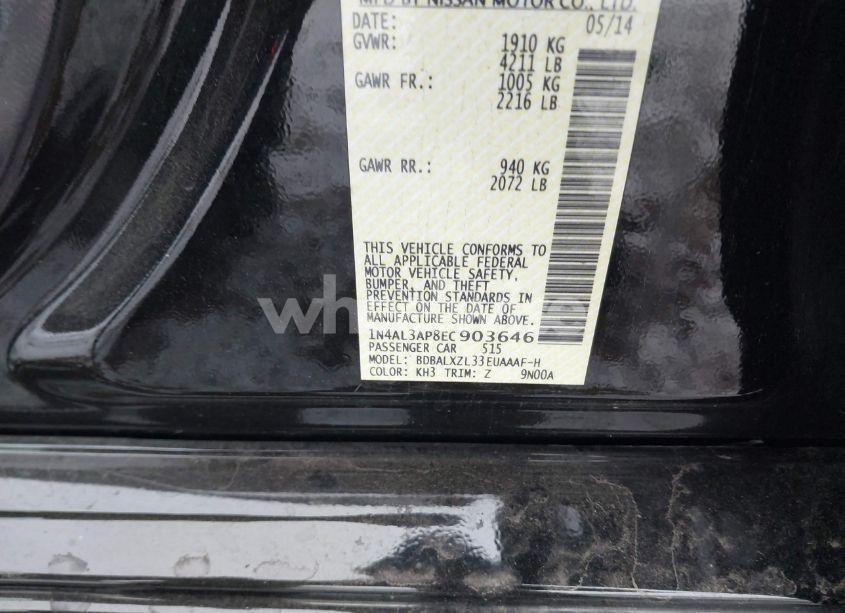 Photo 9 of 2014 Nissan Altima 2.5 SL (VIN 1N4AL3AP8EC903646)