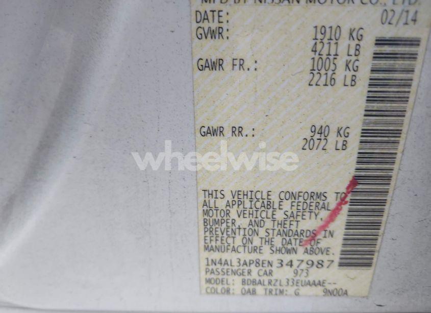 Photo 9 of 2014 Nissan Altima 2.5 S (VIN 1N4AL3AP8EN347987)