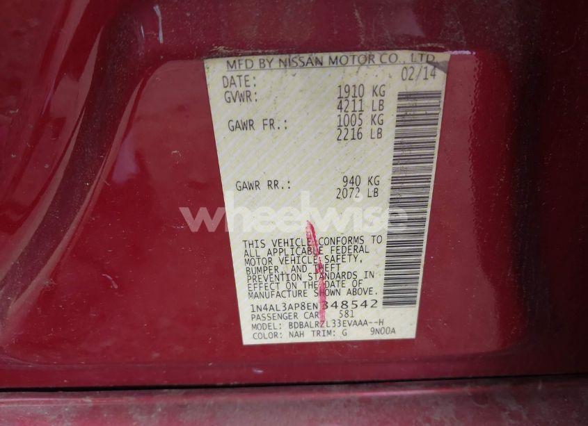 Photo 9 of 2014 Nissan Altima 2.5 S (VIN 1N4AL3AP8EN348542)