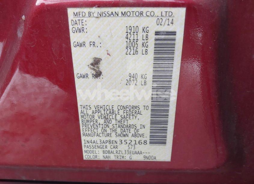 Photo 9 of 2014 Nissan Altima 2.5/2.5 S/2.5 SL/2.5 SV (VIN 1N4AL3AP8EN352168)