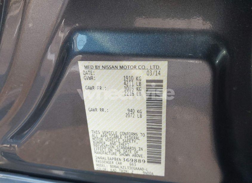 Photo 9 of 2014 Nissan Altima 2.5 SL (VIN 1N4AL3AP8EN369889)