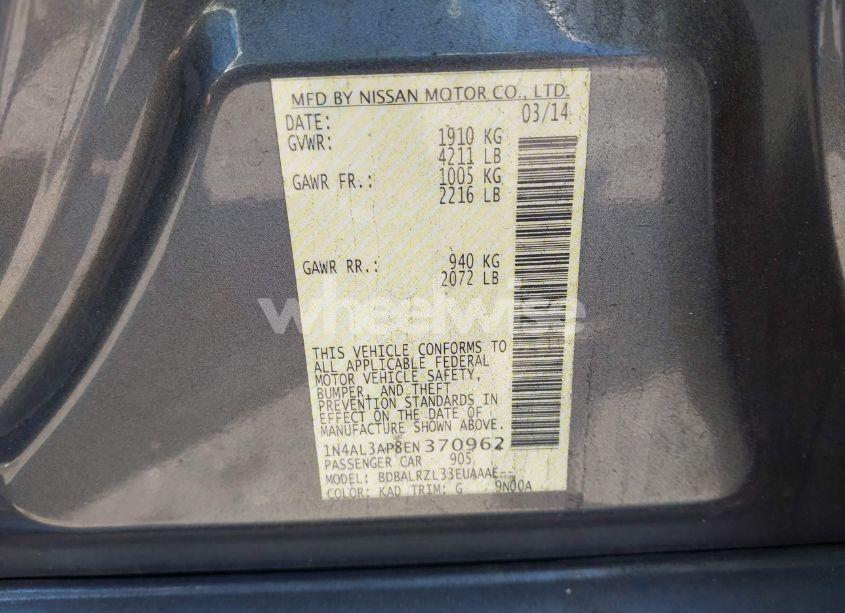 Photo 9 of 2014 Nissan Altima 2.5 S (VIN 1N4AL3AP8EN370962)