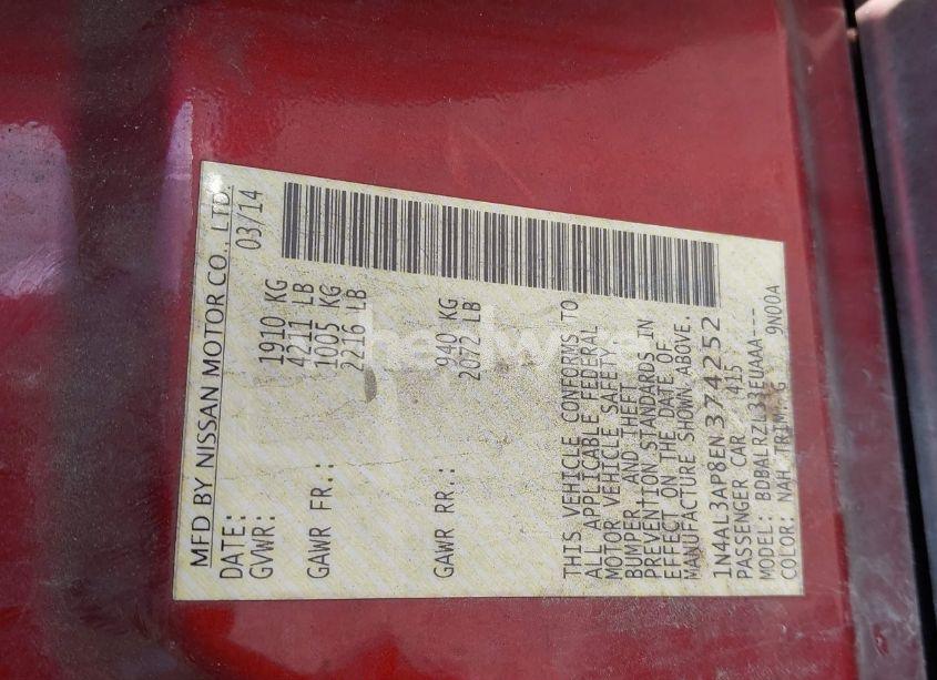 Photo 9 of 2014 Nissan Altima 2.5/2.5 S/2.5 SL/2.5 SV (VIN 1N4AL3AP8EN374252)