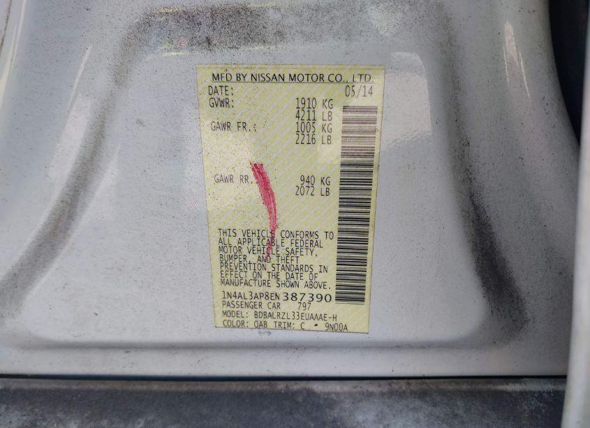 Photo 9 of 2014 Nissan Altima 2.5 S (VIN 1N4AL3AP8EN387390)