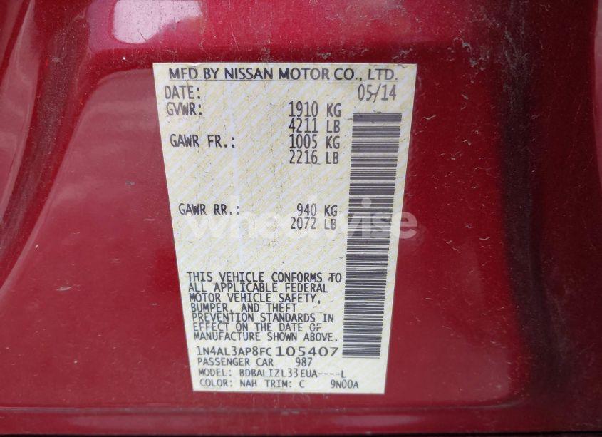 Photo 9 of 2015 Nissan Altima 2.5 SV (VIN 1N4AL3AP8FC105407)