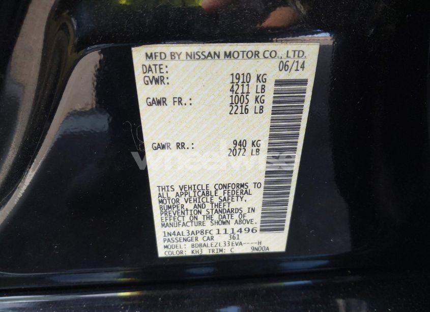 Photo 9 of 2015 Nissan Altima 2.5 S (VIN 1N4AL3AP8FC111496)