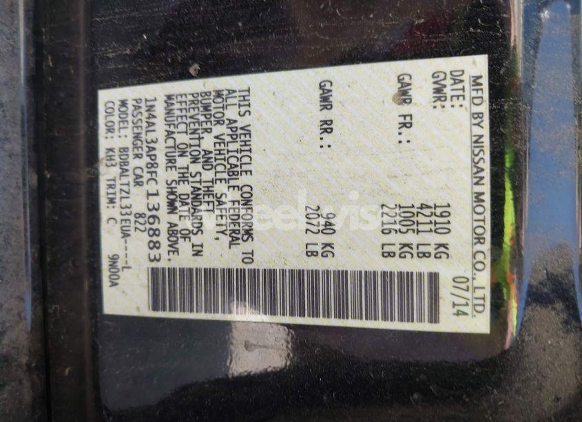 Photo 9 of 2015 Nissan Altima 2.5 SL (VIN 1N4AL3AP8FC136883)