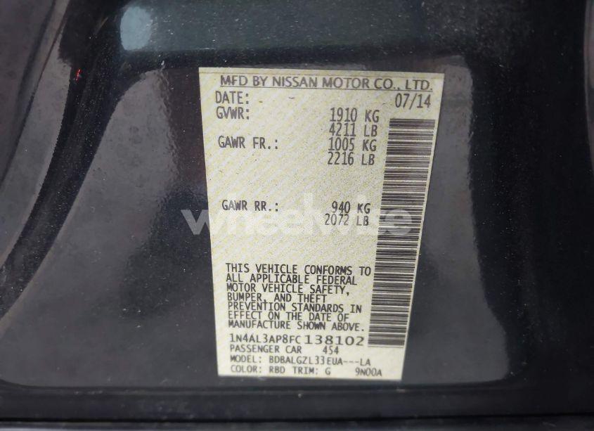 Photo 9 of 2015 Nissan Altima 2.5 S (VIN 1N4AL3AP8FC138102)