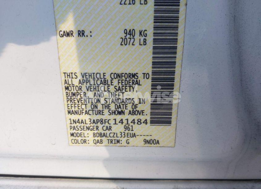 Photo 9 of 2015 Nissan Altima 2.5 S (VIN 1N4AL3AP8FC141484)