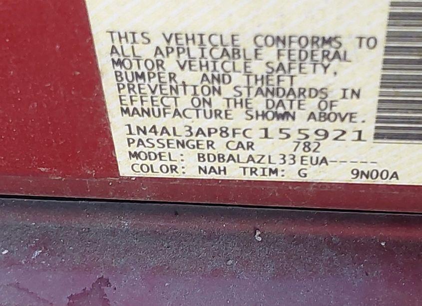 Photo 9 of 2015 Nissan Altima 2.5 (VIN 1N4AL3AP8FC155921)