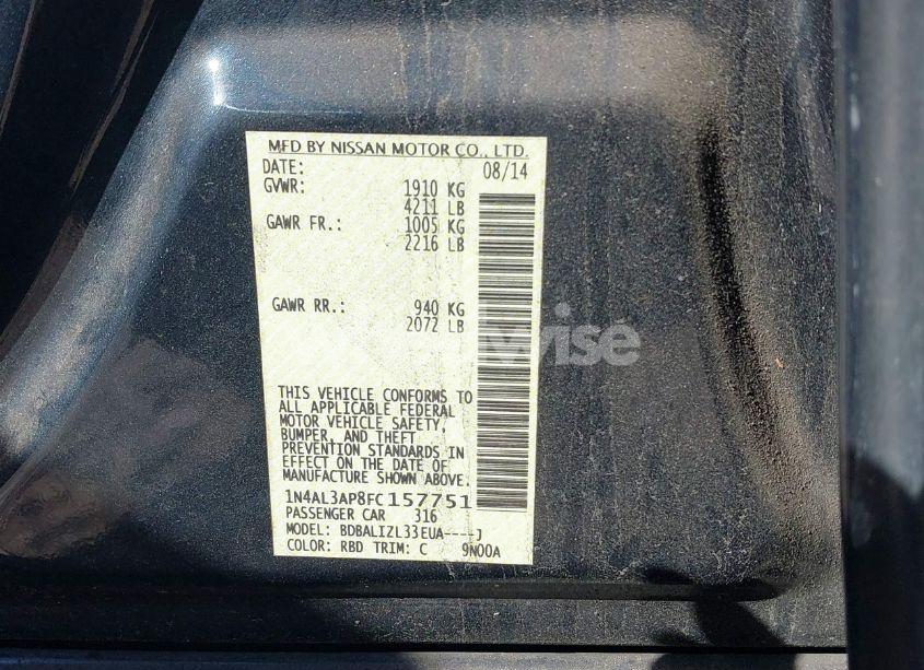 Photo 9 of 2015 Nissan Altima 2.5 SV (VIN 1N4AL3AP8FC157751)