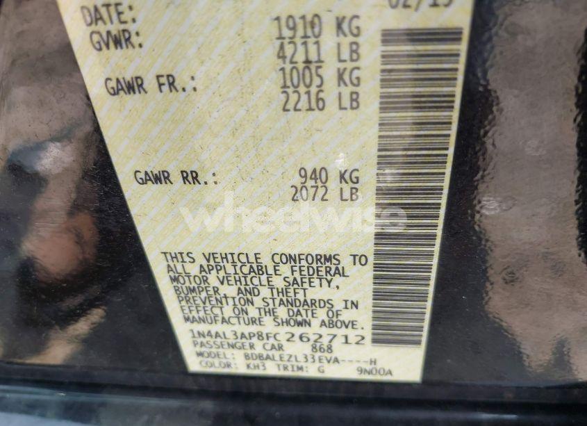 Photo 9 of 2015 Nissan Altima 2.5 S (VIN 1N4AL3AP8FC262712)