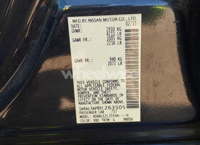 Photo 9 of 2015 Nissan Altima 2.5 S (VIN 1N4AL3AP8FC263505)