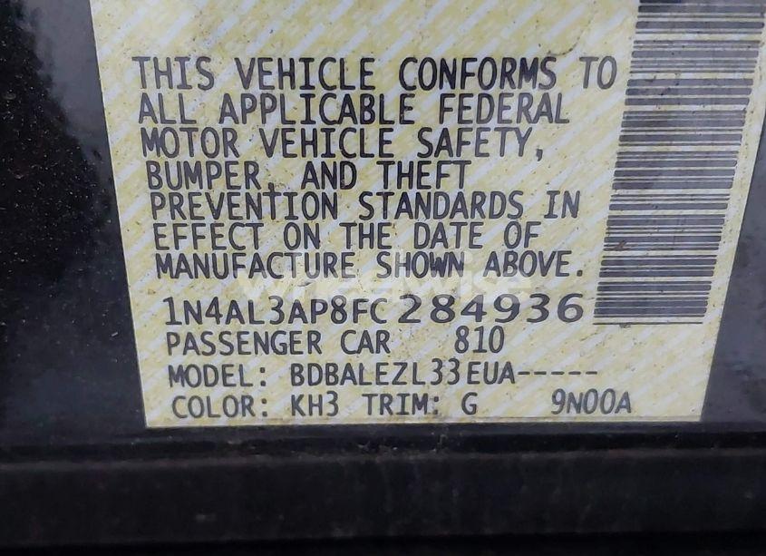 Photo 9 of 2015 Nissan Altima 2.5/2.5 S/2.5 SL/2.5 SV (VIN 1N4AL3AP8FC284936)