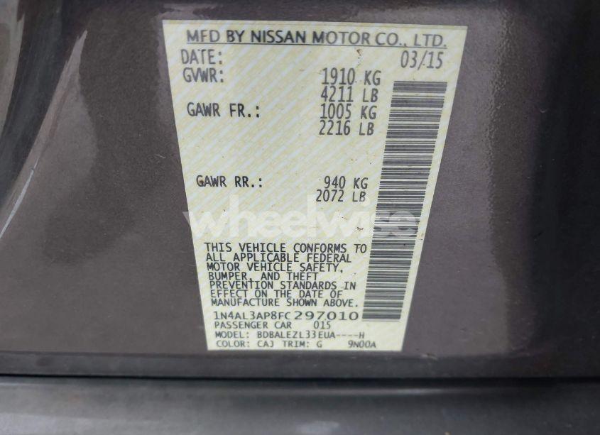 Photo 9 of 2015 Nissan Altima 2.5 S (VIN 1N4AL3AP8FC297010)