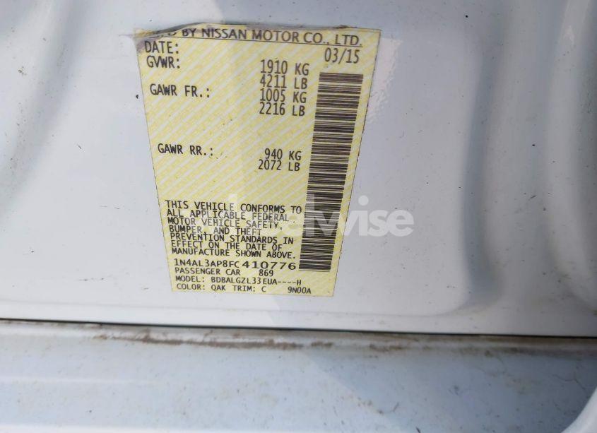 Photo 9 of 2015 Nissan Altima 2.5 S (VIN 1N4AL3AP8FC410776)