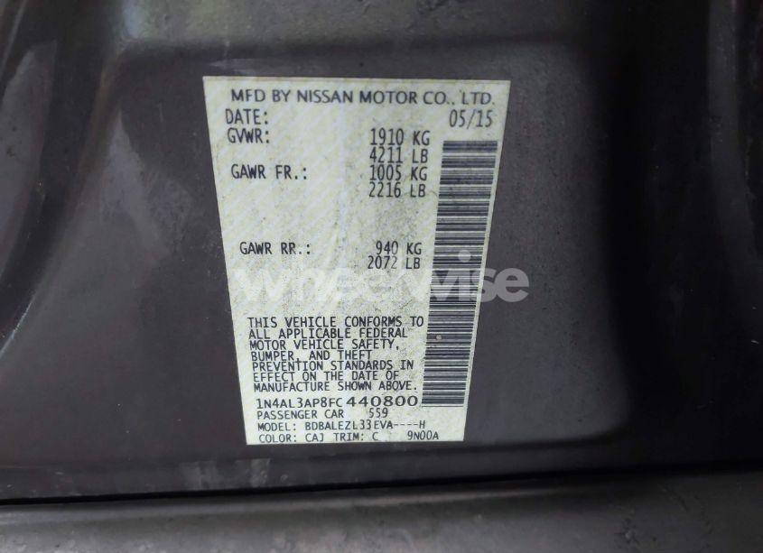 Photo 9 of 2015 Nissan Altima 2.5 S (VIN 1N4AL3AP8FC440800)