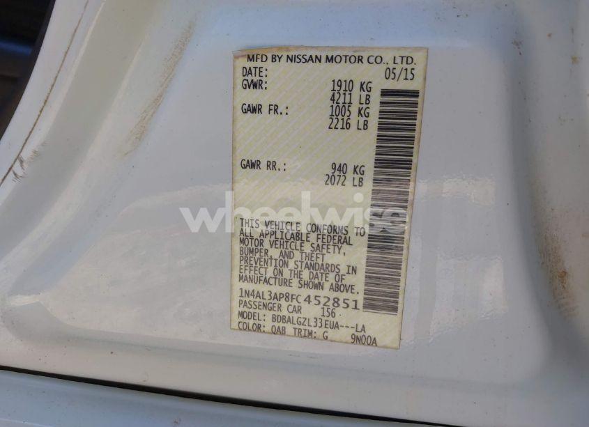 Photo 9 of 2015 Nissan Altima 2.5 S (VIN 1N4AL3AP8FC452851)