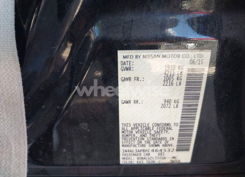 Photo 9 of 2015 Nissan Altima 2.5 S (VIN 1N4AL3AP8FC464532)