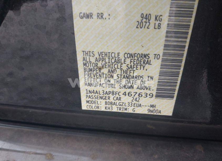 Photo 9 of 2015 Nissan Altima 2.5 S (VIN 1N4AL3AP8FC467639)