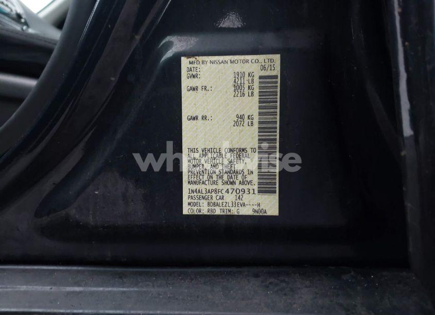 Photo 9 of 2015 Nissan Altima 2.5 S (VIN 1N4AL3AP8FC470931)