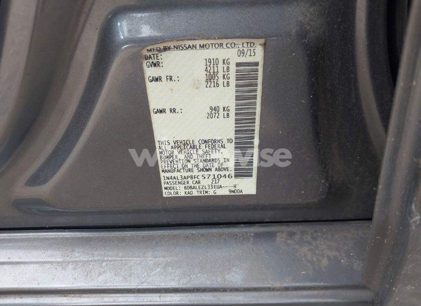 Photo 9 of 2015 Nissan Altima 2.5 S (VIN 1N4AL3AP8FC571046)