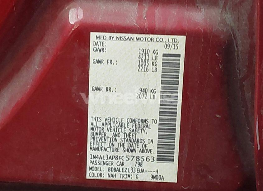 Photo 9 of 2015 Nissan Altima 2.5 S (VIN 1N4AL3AP8FC578563)