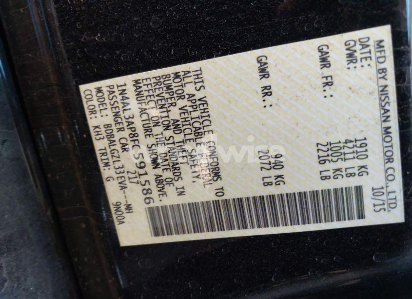 Photo 9 of 2015 Nissan Altima 2.5 S (VIN 1N4AL3AP8FC591586)