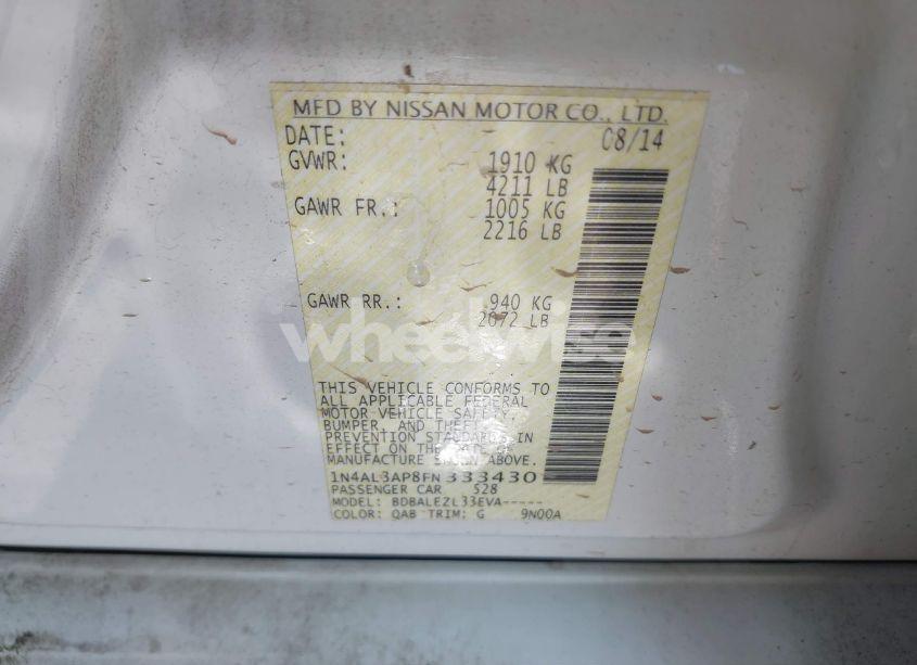 Photo 9 of 2015 Nissan Altima 2.5 S (VIN 1N4AL3AP8FN333430)