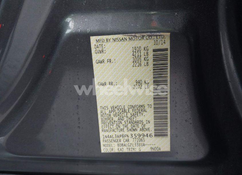 Photo 9 of 2015 Nissan Altima 2.5/2.5 S/2.5 SL/2.5 SV (VIN 1N4AL3AP8FN359946)