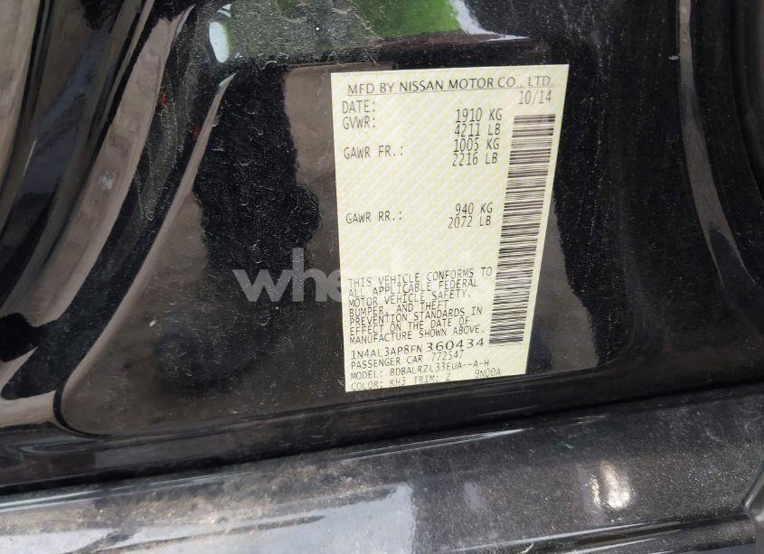 Photo 9 of 2015 Nissan Altima 2.5 SL (VIN 1N4AL3AP8FN360434)