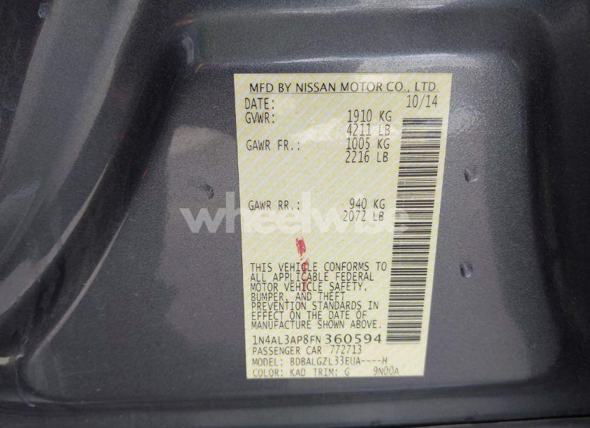 Photo 9 of 2015 Nissan Altima 2.5 S (VIN 1N4AL3AP8FN360594)