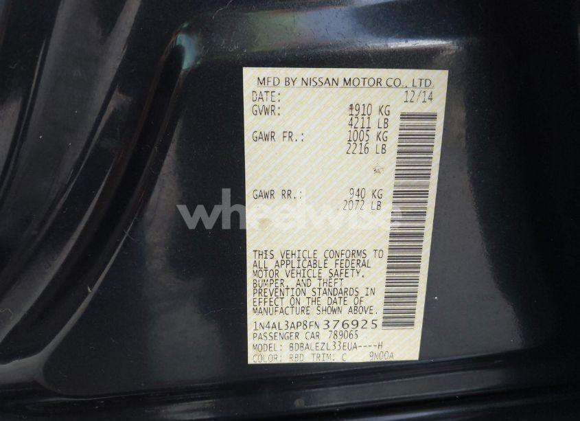 Photo 9 of 2015 Nissan Altima 2.5 S (VIN 1N4AL3AP8FN376925)