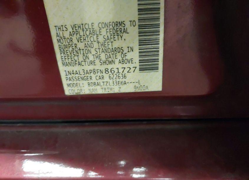 Photo 9 of 2015 Nissan Altima 2.5 SL (VIN 1N4AL3AP8FN861727)