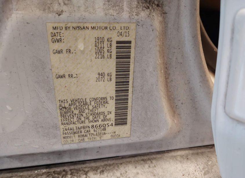 Photo 9 of 2015 Nissan Altima 2.5 SL (VIN 1N4AL3AP8FN866054)