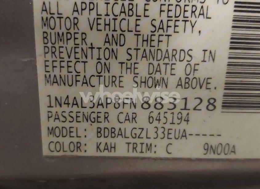 Photo 9 of 2015 Nissan Altima 2.5/2.5 S/2.5 SL/2.5 SV (VIN 1N4AL3AP8FN883128)