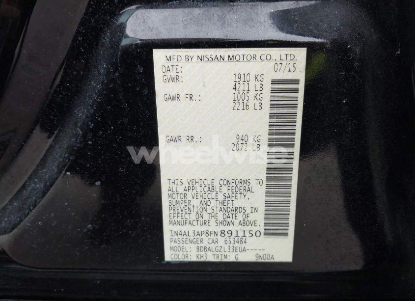 Photo 9 of 2015 Nissan Altima 2.5/2.5 S/2.5 SL/2.5 SV (VIN 1N4AL3AP8FN891150)