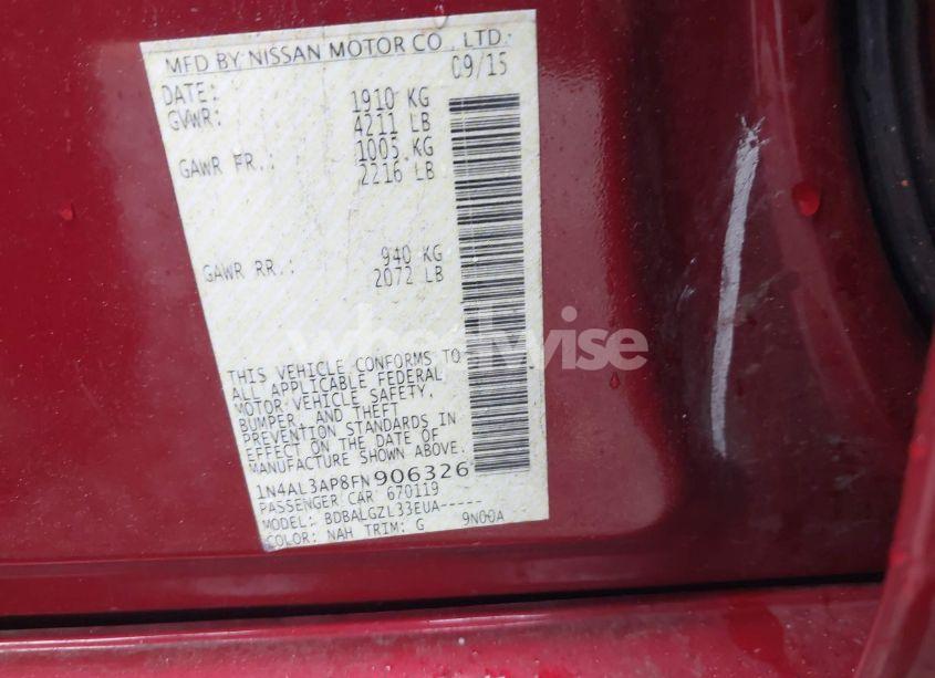 Photo 9 of 2015 Nissan Altima 2.5 S (VIN 1N4AL3AP8FN906326)