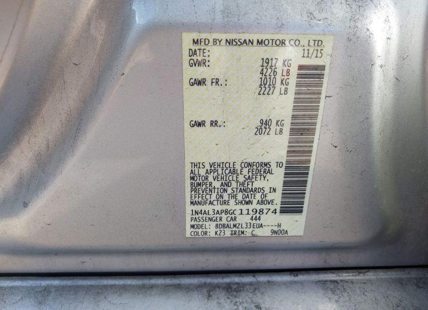 Photo 9 of 2016 Nissan Altima 2.5 SV (VIN 1N4AL3AP8GC119874)