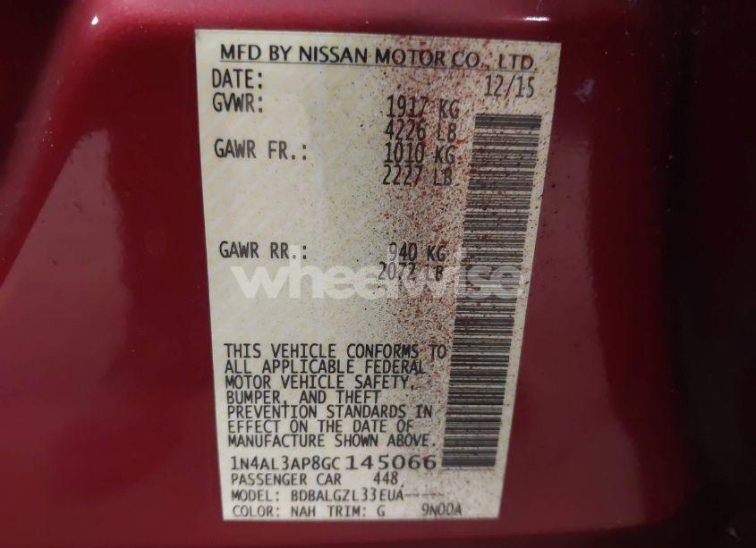 Photo 9 of 2016 Nissan Altima 2.5 S (VIN 1N4AL3AP8GC145066)