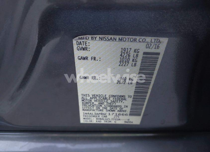 Photo 9 of 2016 Nissan Altima 2.5 S (VIN 1N4AL3AP8GC171666)