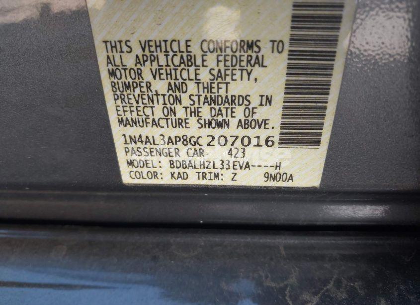 Photo 9 of 2016 Nissan Altima 2.5 SR (VIN 1N4AL3AP8GC207016)