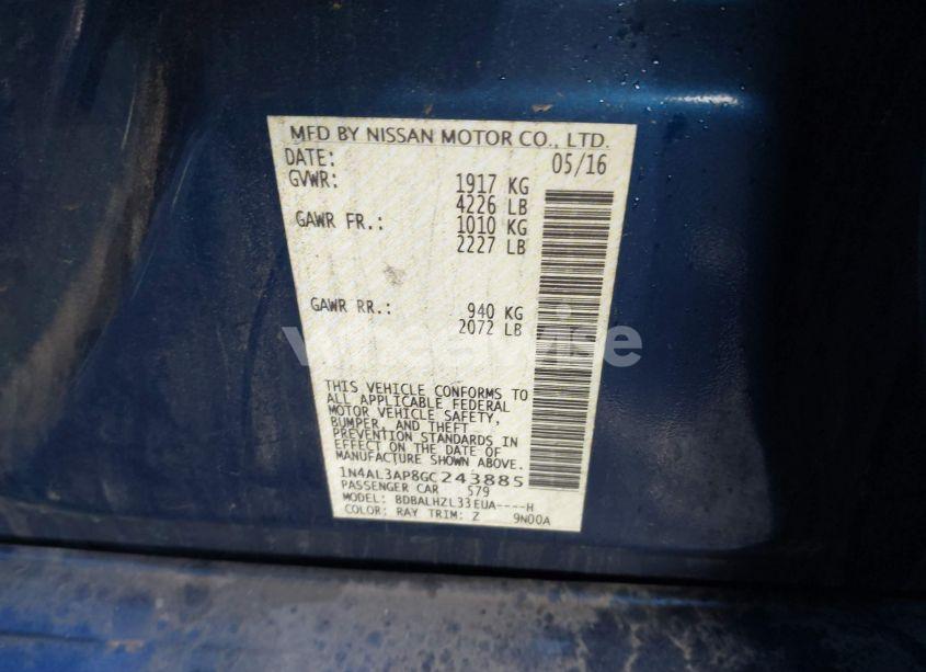 Photo 9 of 2016 Nissan Altima 2.5 SR (VIN 1N4AL3AP8GC243885)