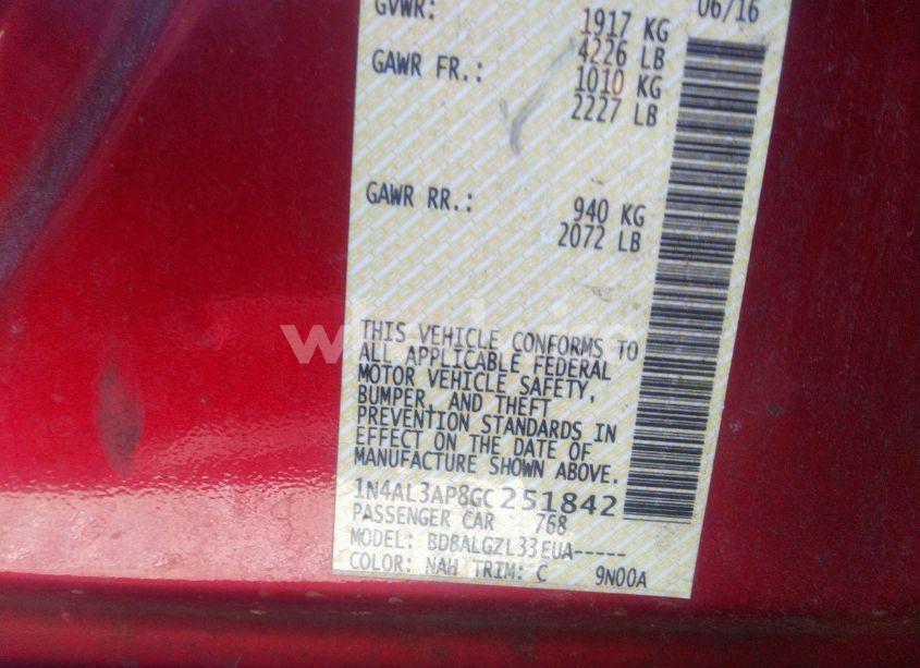 Photo 9 of 2016 Nissan Altima 2.5/2.5 S/2.5 SL/2.5 SR/2.5 SV (VIN 1N4AL3AP8GC251842)