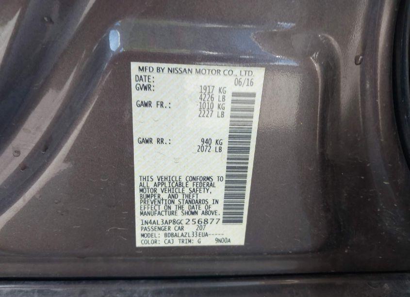 Photo 9 of 2016 Nissan Altima 2.5 (VIN 1N4AL3AP8GC256877)