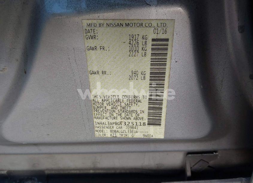 Photo 9 of 2016 Nissan Altima 2.5/2.5 S/2.5 SL/2.5 SR/2.5 SV (VIN 1N4AL3AP8GN325118)