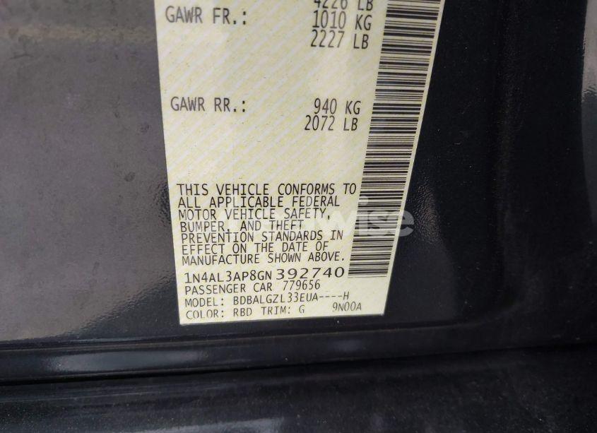 Photo 9 of 2016 Nissan Altima 2.5 S (VIN 1N4AL3AP8GN392740)