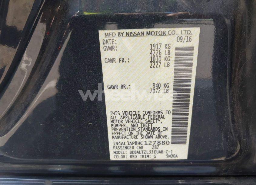 Photo 9 of 2017 Nissan Altima 2.5 SL (VIN 1N4AL3AP8HC127880)